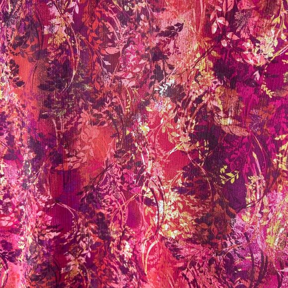Coldwater Creek NWOT Burgundy Pink Abstract Sheer Pleated Button-up LS Tunic XL - Picture 8 of 13